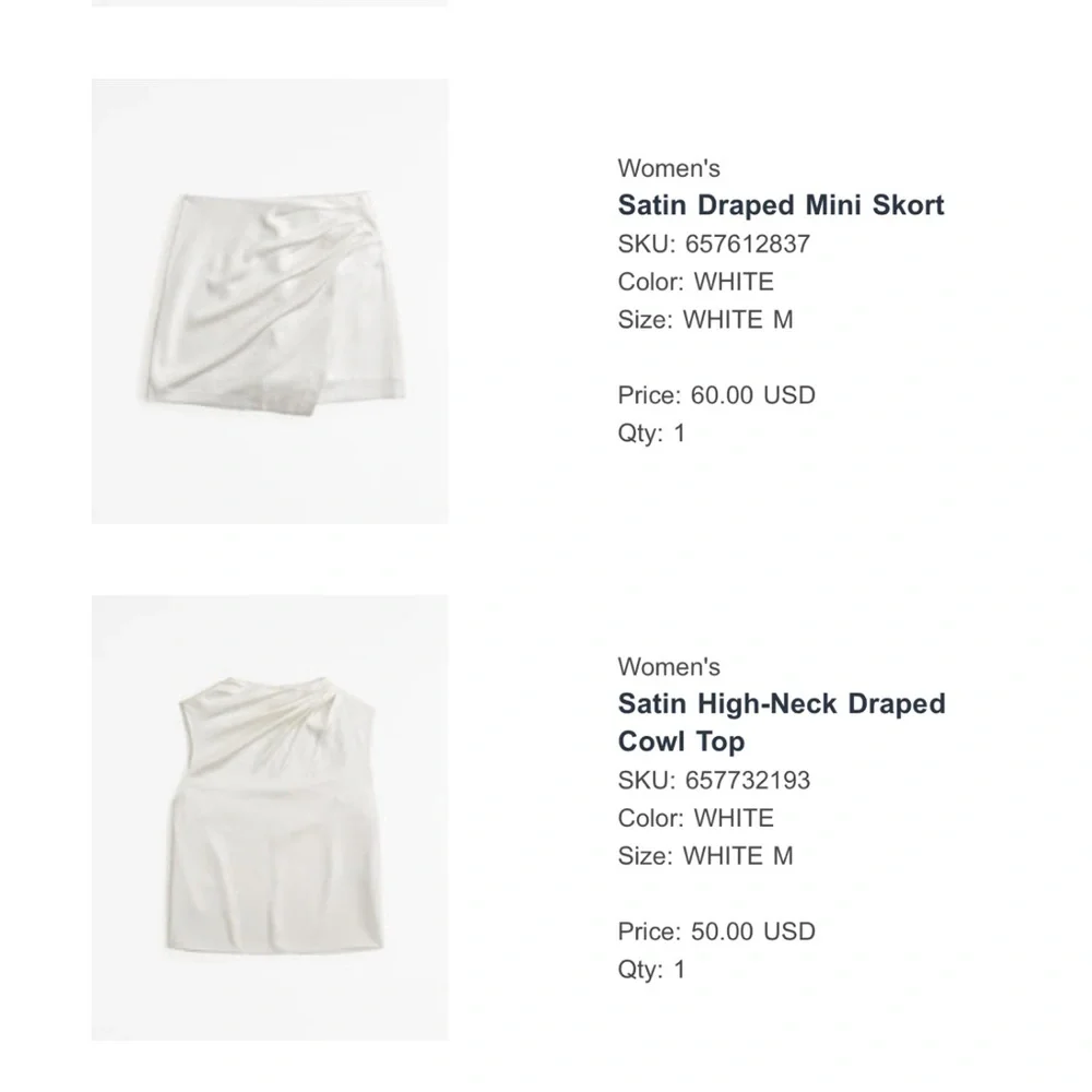 Abercrombie & Fitch Ivory Satin Set - Picture 2 of 2